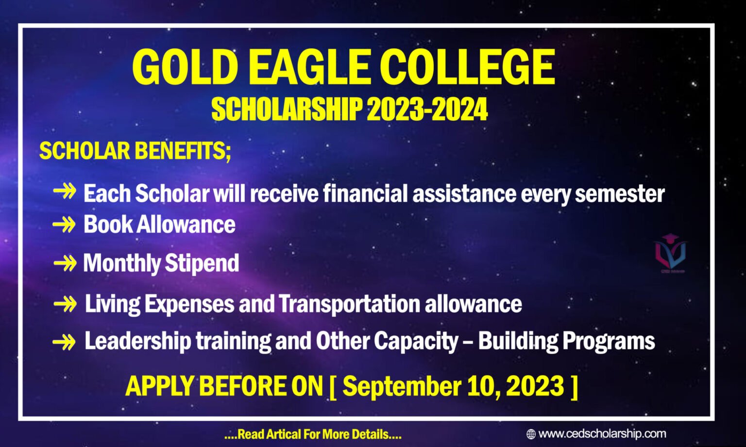 Gold Eagle College Scholarship open now 20232024