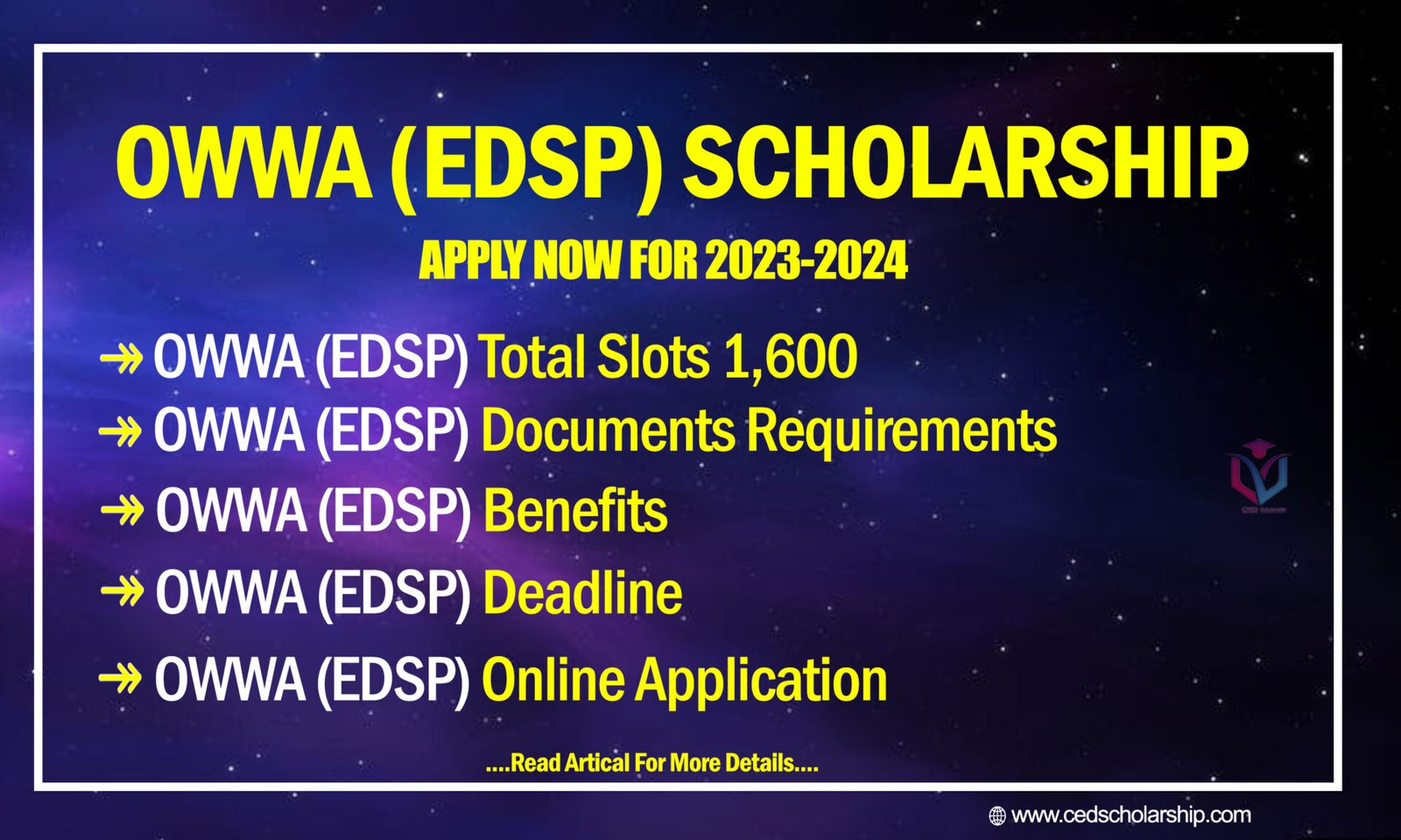OWWA (EDSP) SCHOLARSHIP 2023-2024 OPEN NOW TO APPLY;