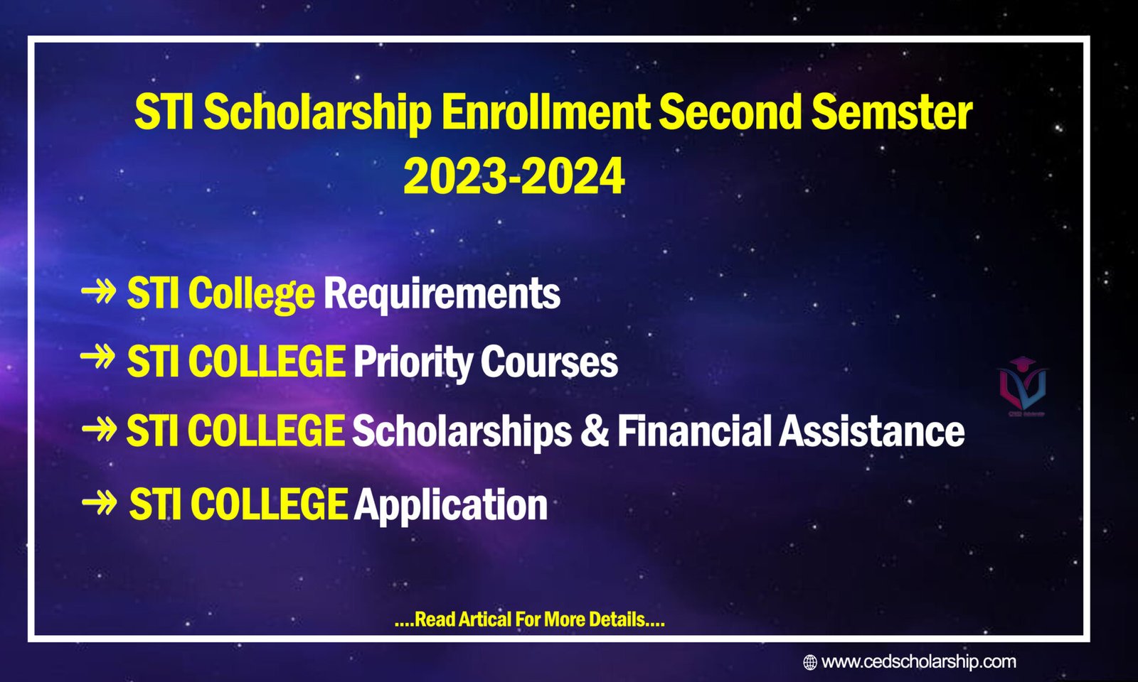 STI Scholarship Enrollment Second Semster 20232024