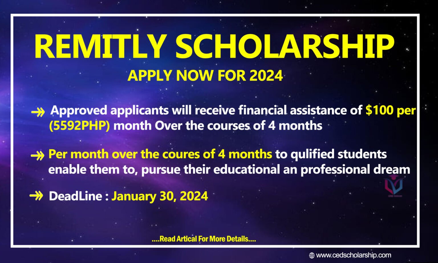 REMITLY SCHOLARSHIP OPEN NOW TO APPLYFOR 2024